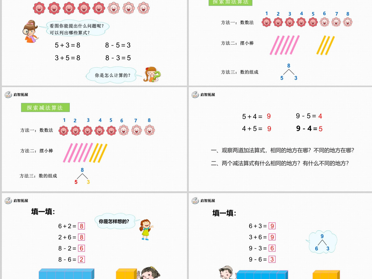 人教版小学一年级数学上册第五课第二课时：6~10的认识和加减法——8和9（含配套教案）课件PPT