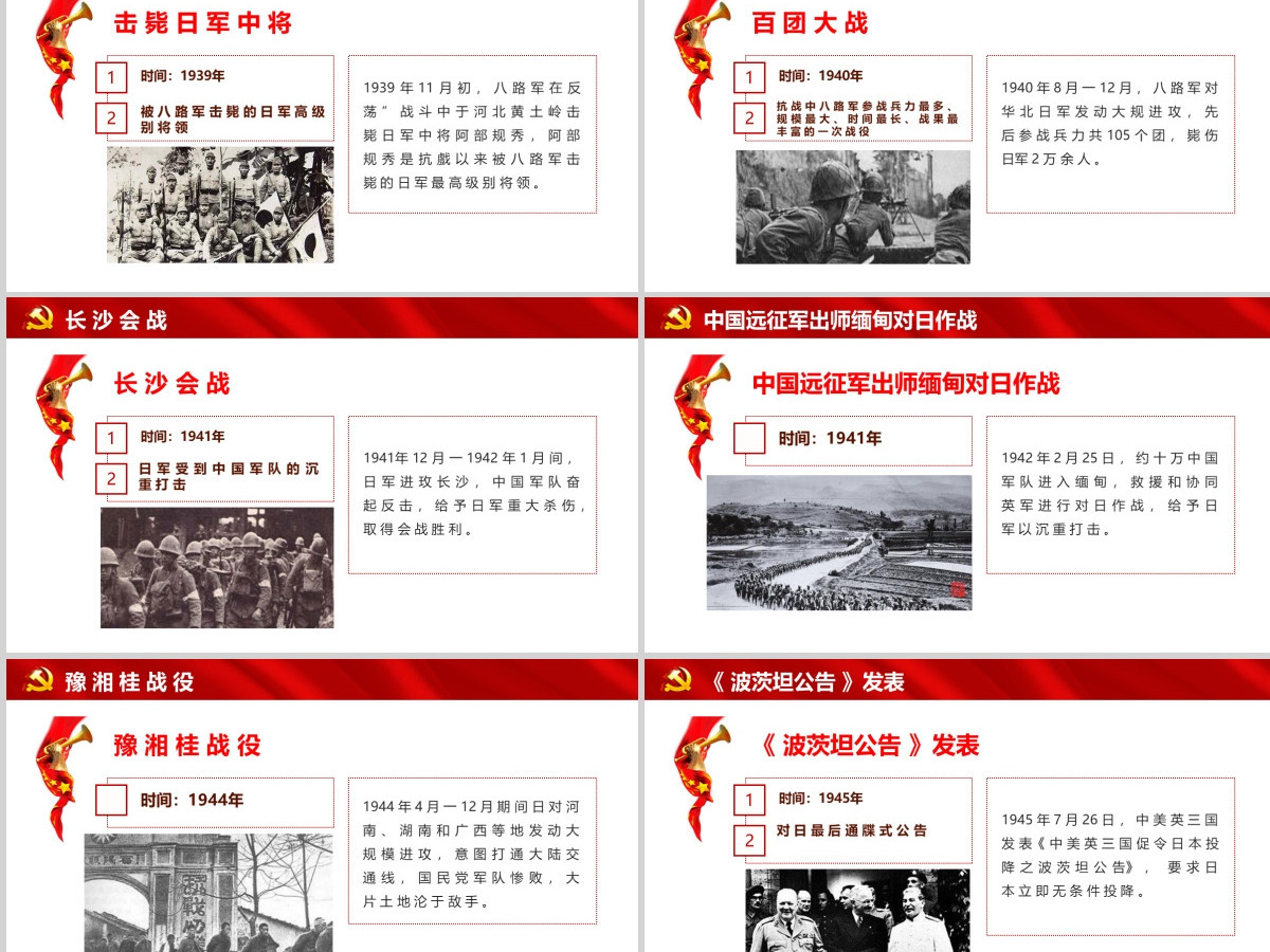 原创纪念抗战胜利76周年历史党史党政PPT模板-含讲稿