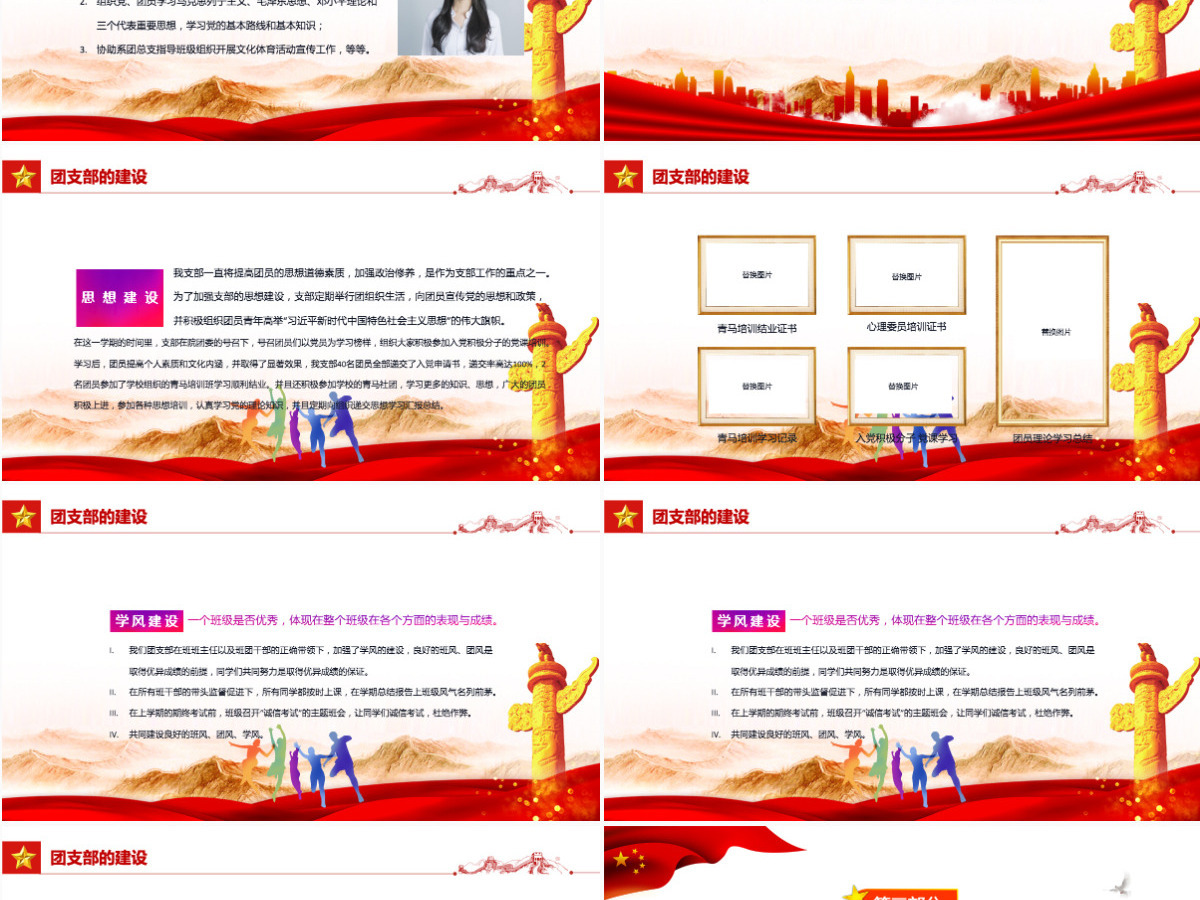 2022五四红旗团支部答辩精美纪念五四运动103周年团支部竞选活动主题课件模板PPT