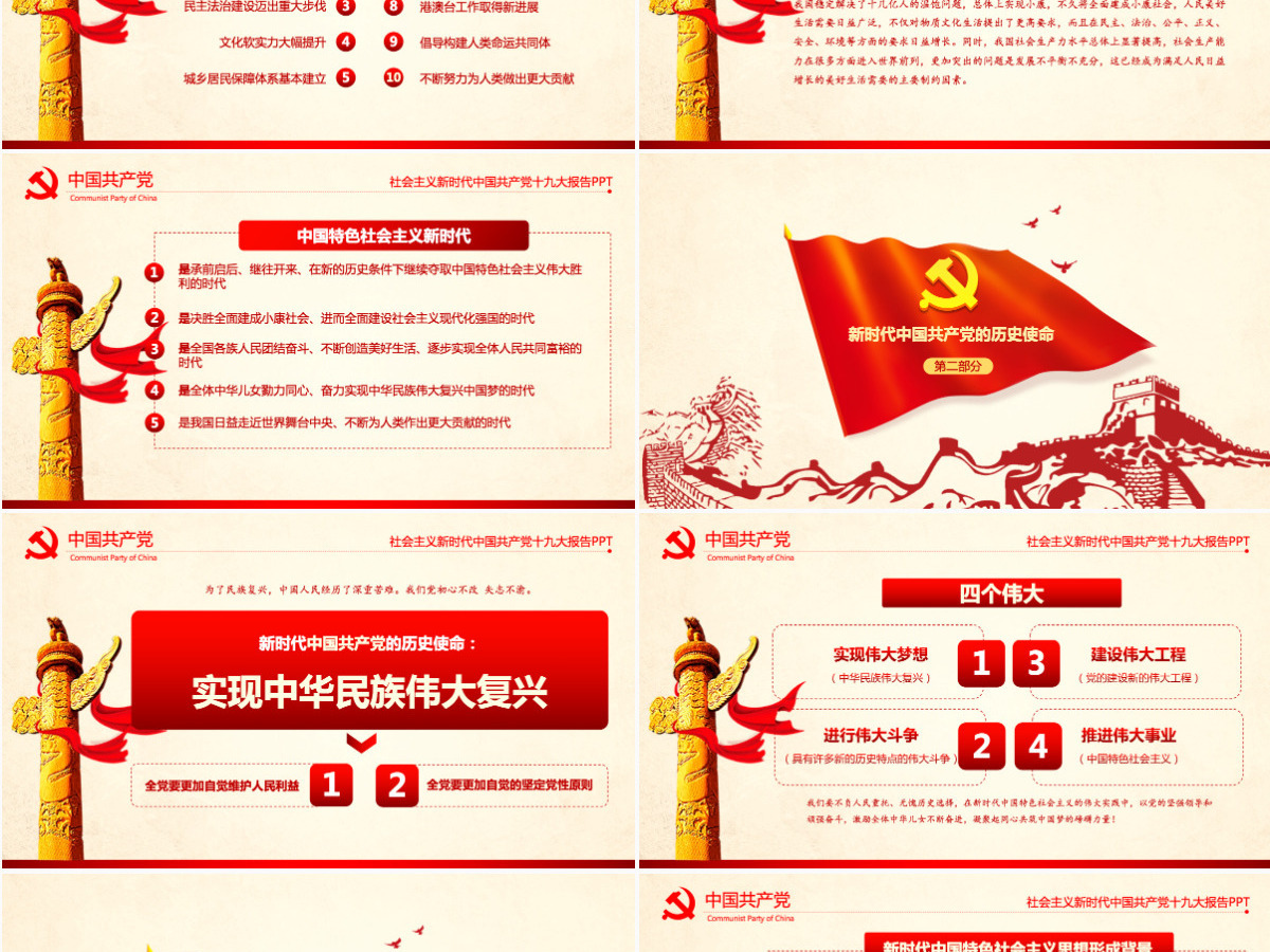 大气简约聚焦十九大学习十九大报告PPT