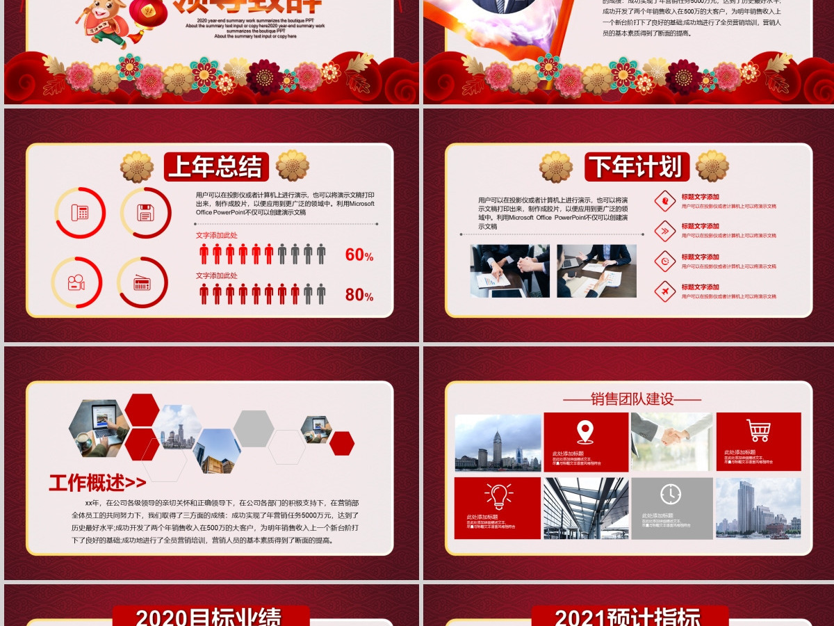 红色喜庆中国年2021牛年恭贺新春震撼年会颁奖典礼动态PPT模板