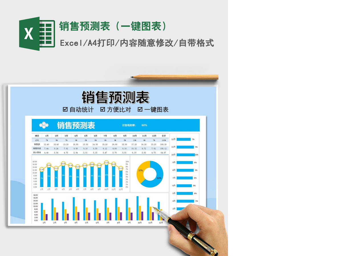 2021年销售预测表(一键图表) 2021年销售预测表(一键图表)