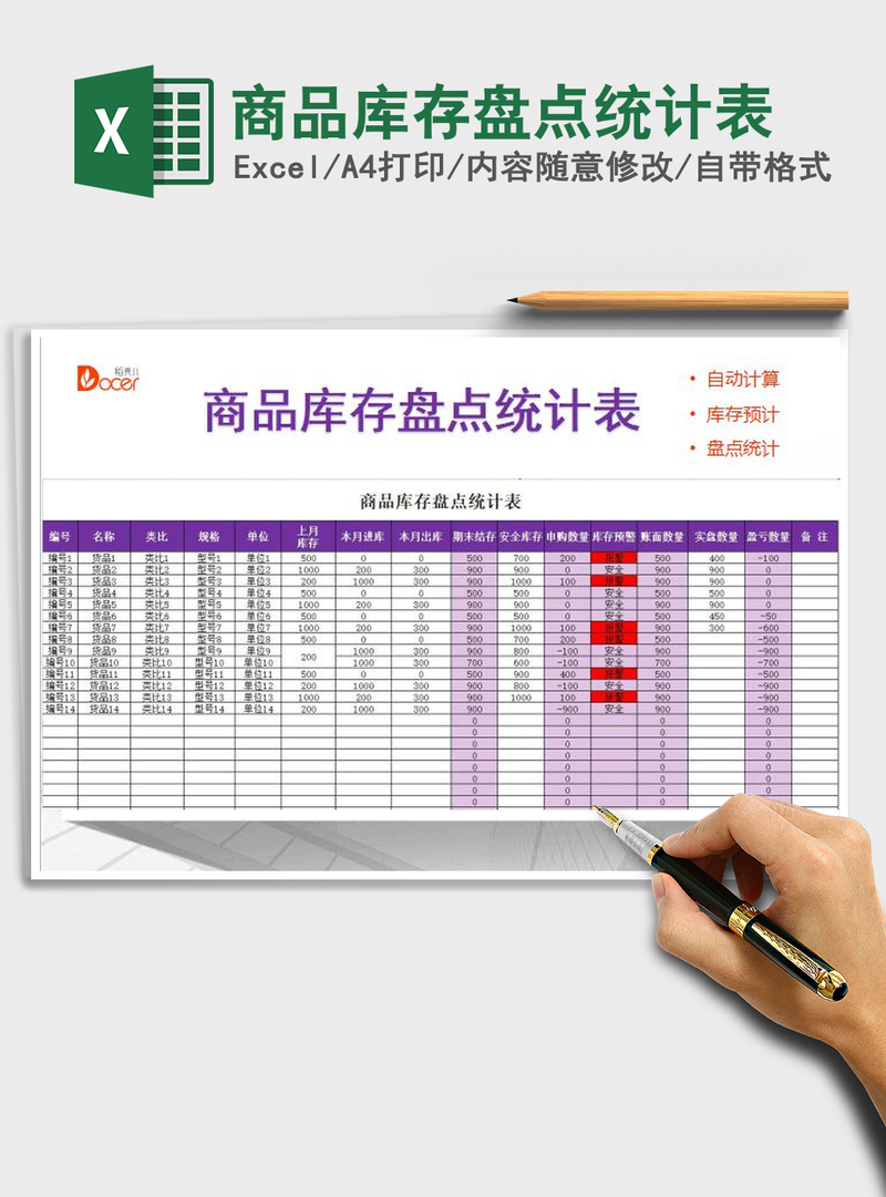 2021年商品库存盘点统计表 2021年商品库存盘点统计表