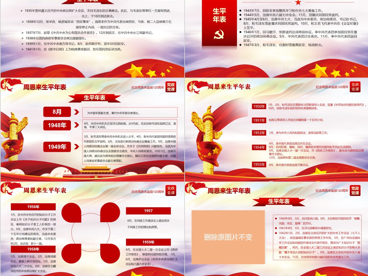 原创中国风爱国教育课堂笔记纪念周恩来诞辰121周年党政宣传PPT-版权可商用