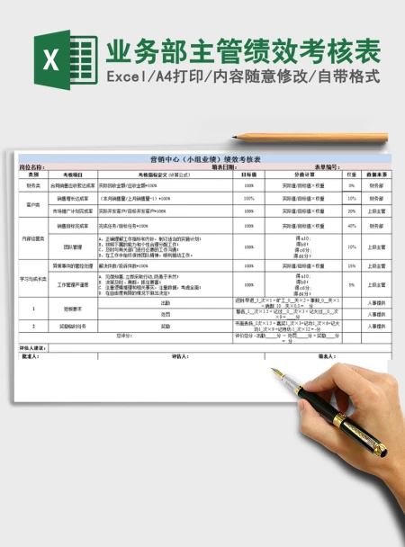 2021年业务部主管绩效考核表