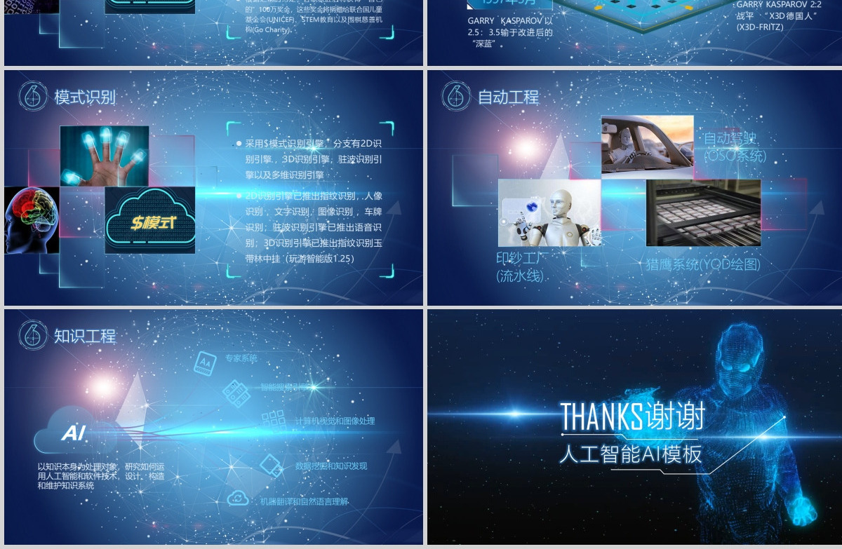 2021蓝色人工智能科技PPT模板