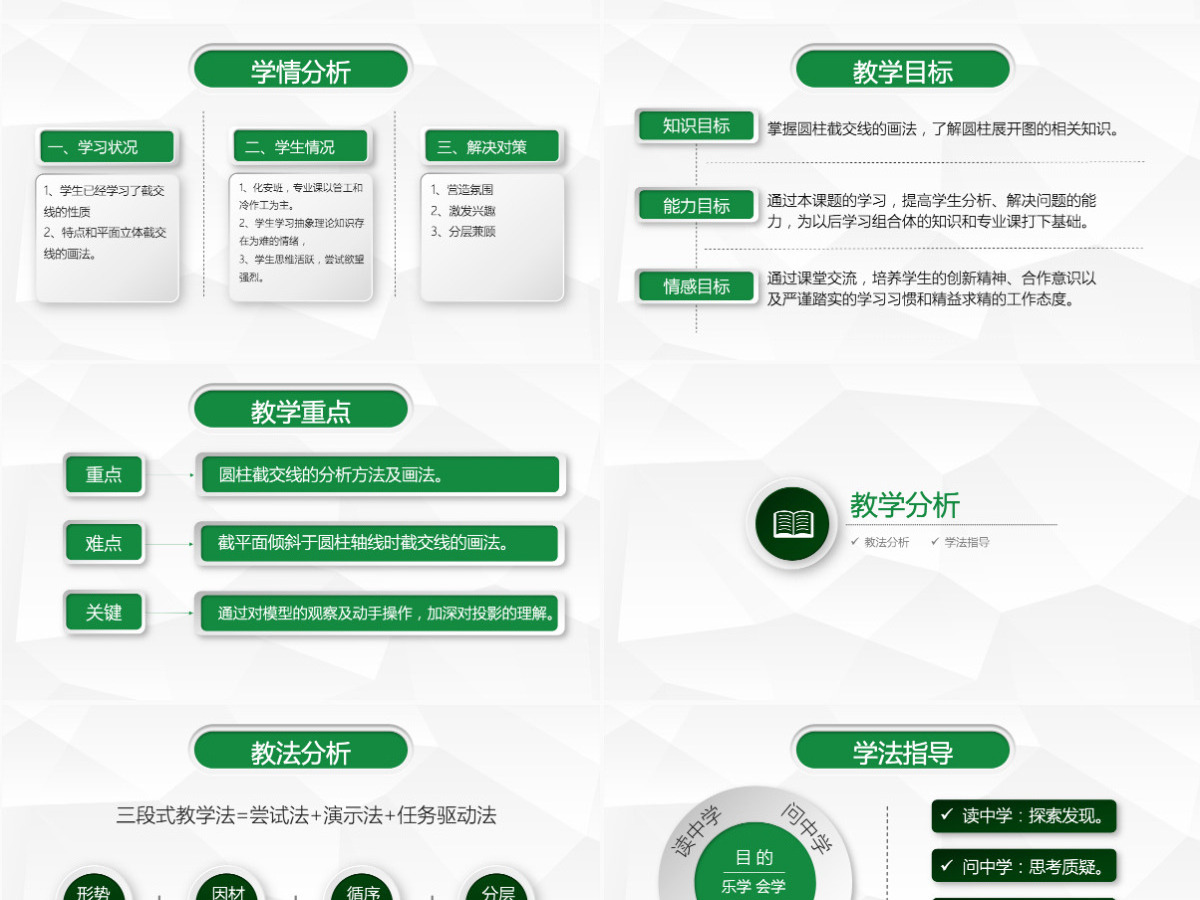 绿色图表信息化教学设计PPT模板 绿色图表信息化教学设计PPT模板