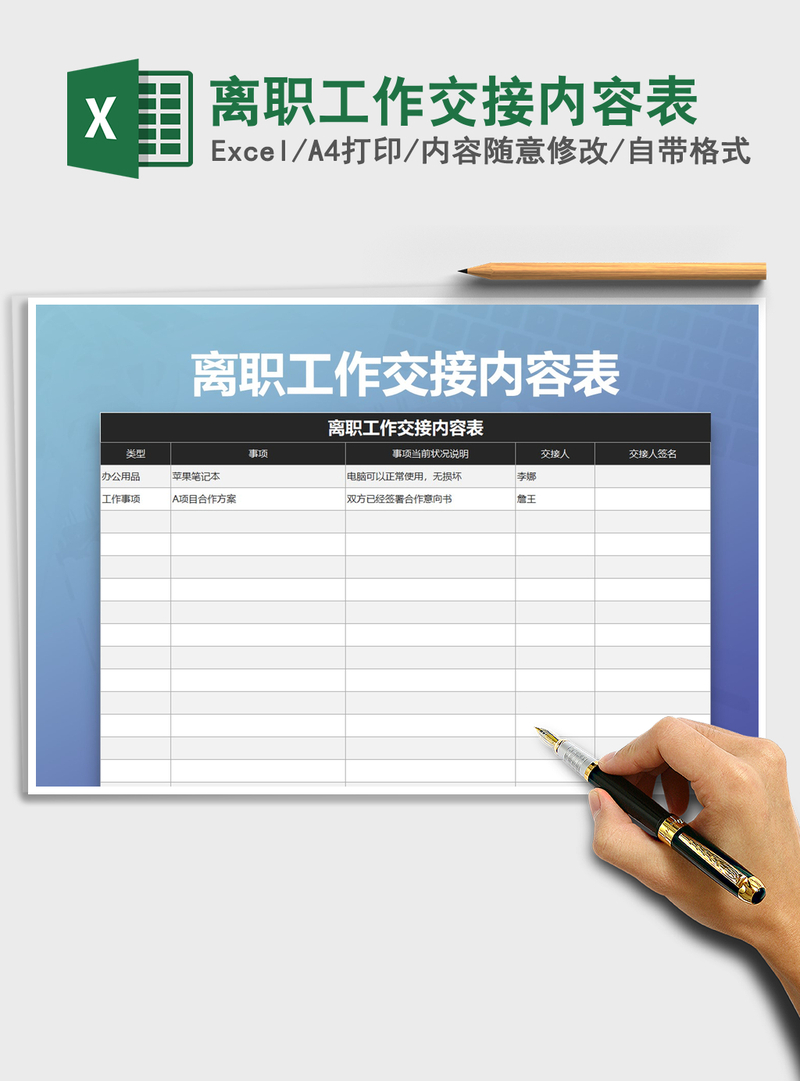 2021年离职工作交接内容表