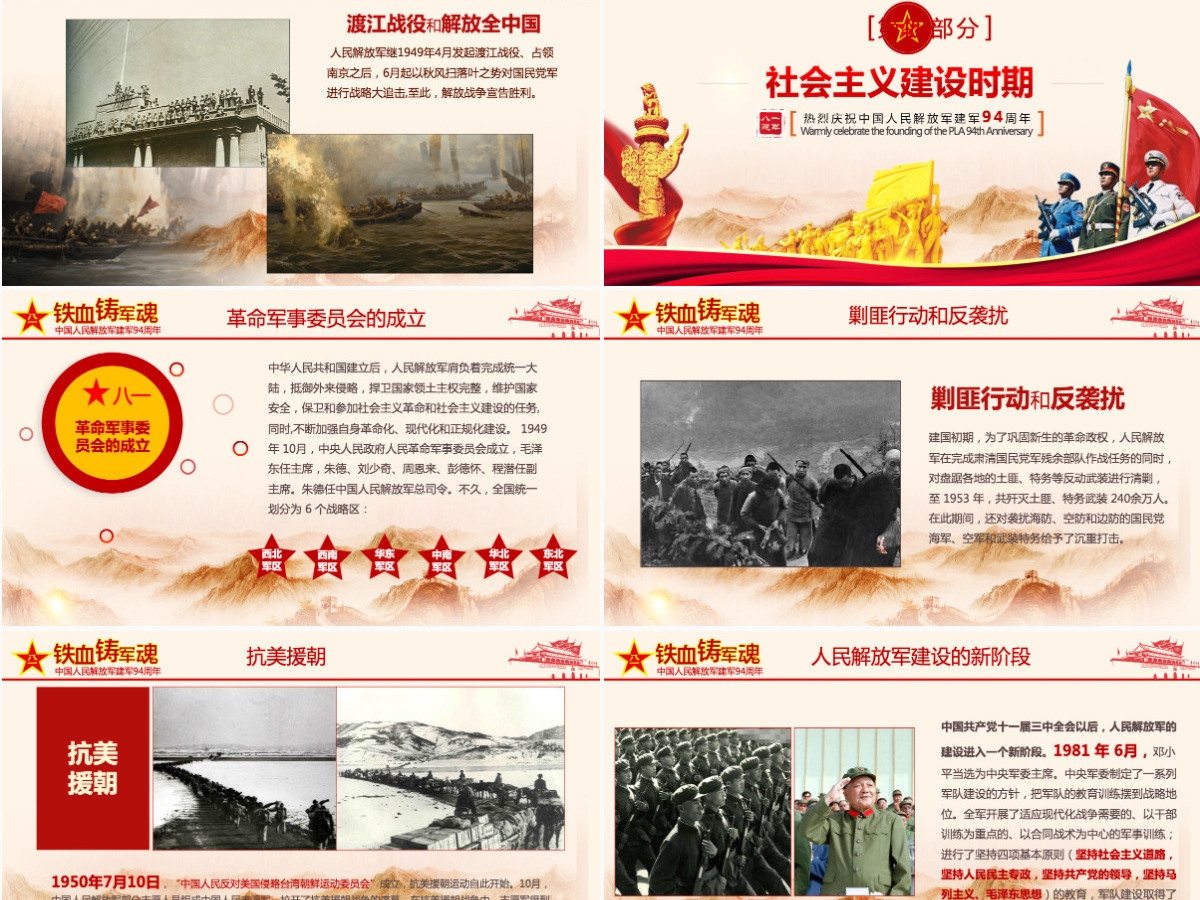 2021中国人民解放军周年庆PPT模板 2021中国人民解放军周年庆PPT模板