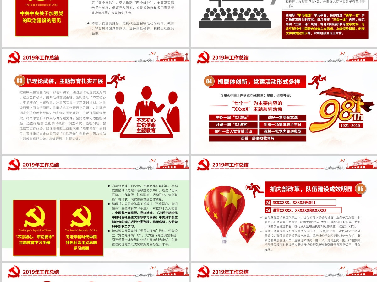 原创2020国有企业基层机关党支部党建工作总结计划PPT