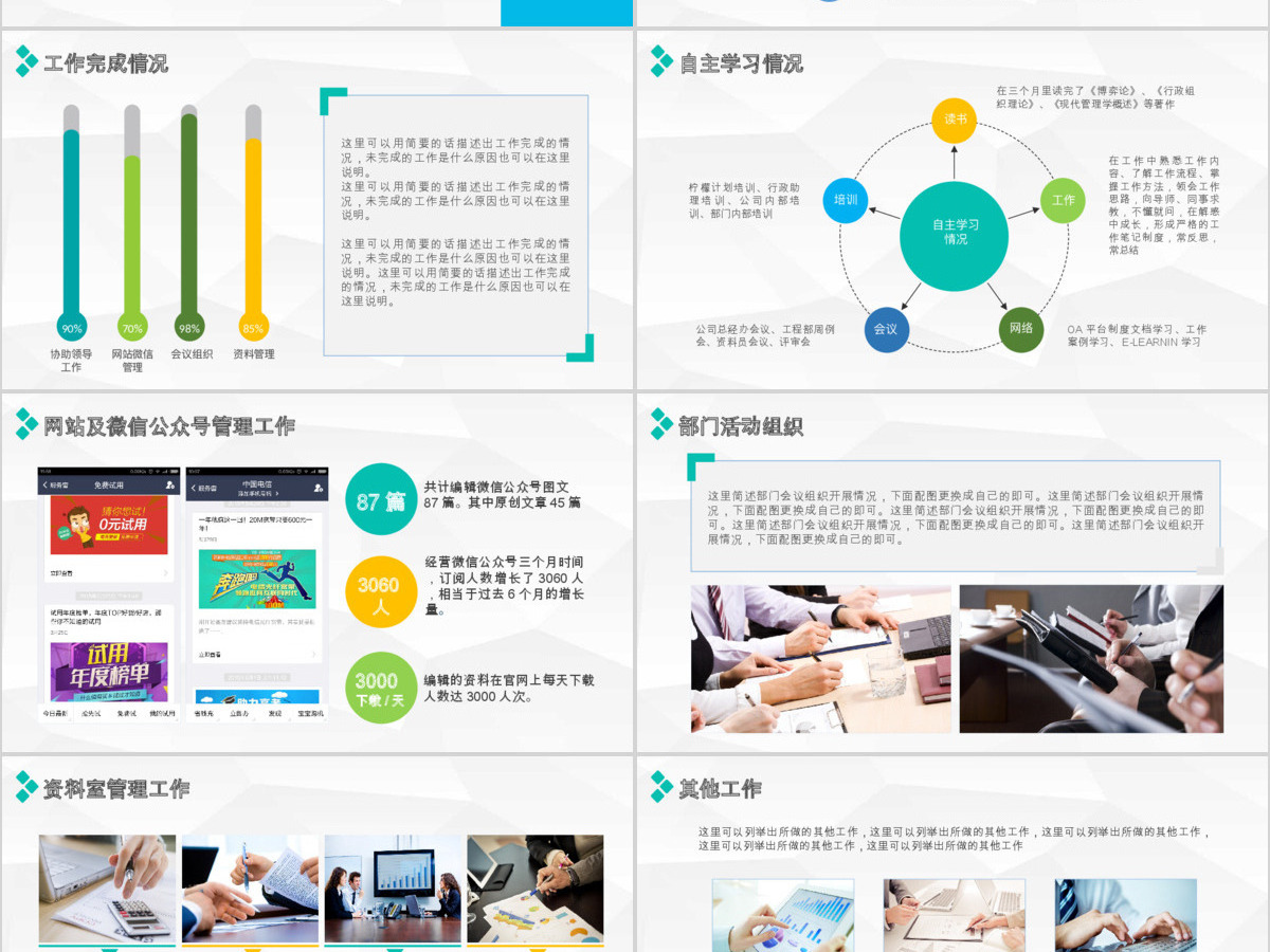 蓝色个性化述职报告PPT模板