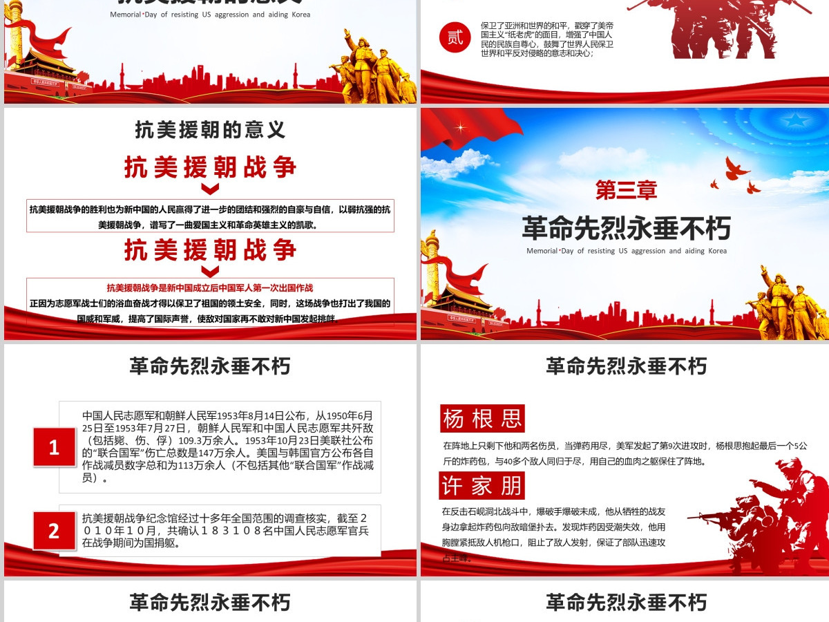 大气红色纪念抗美援朝胜利71周年PPT课件--含讲稿 大气红色纪念抗美援朝胜利71周年PPT课件--含讲稿