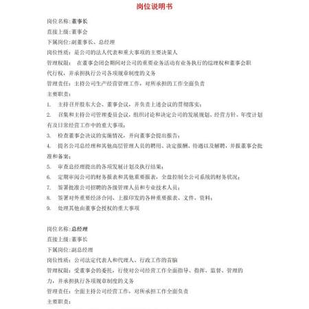 50个岗位说明书