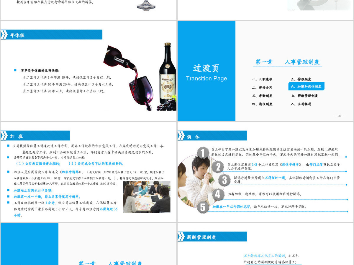 蓝色简约商务通用员工手册