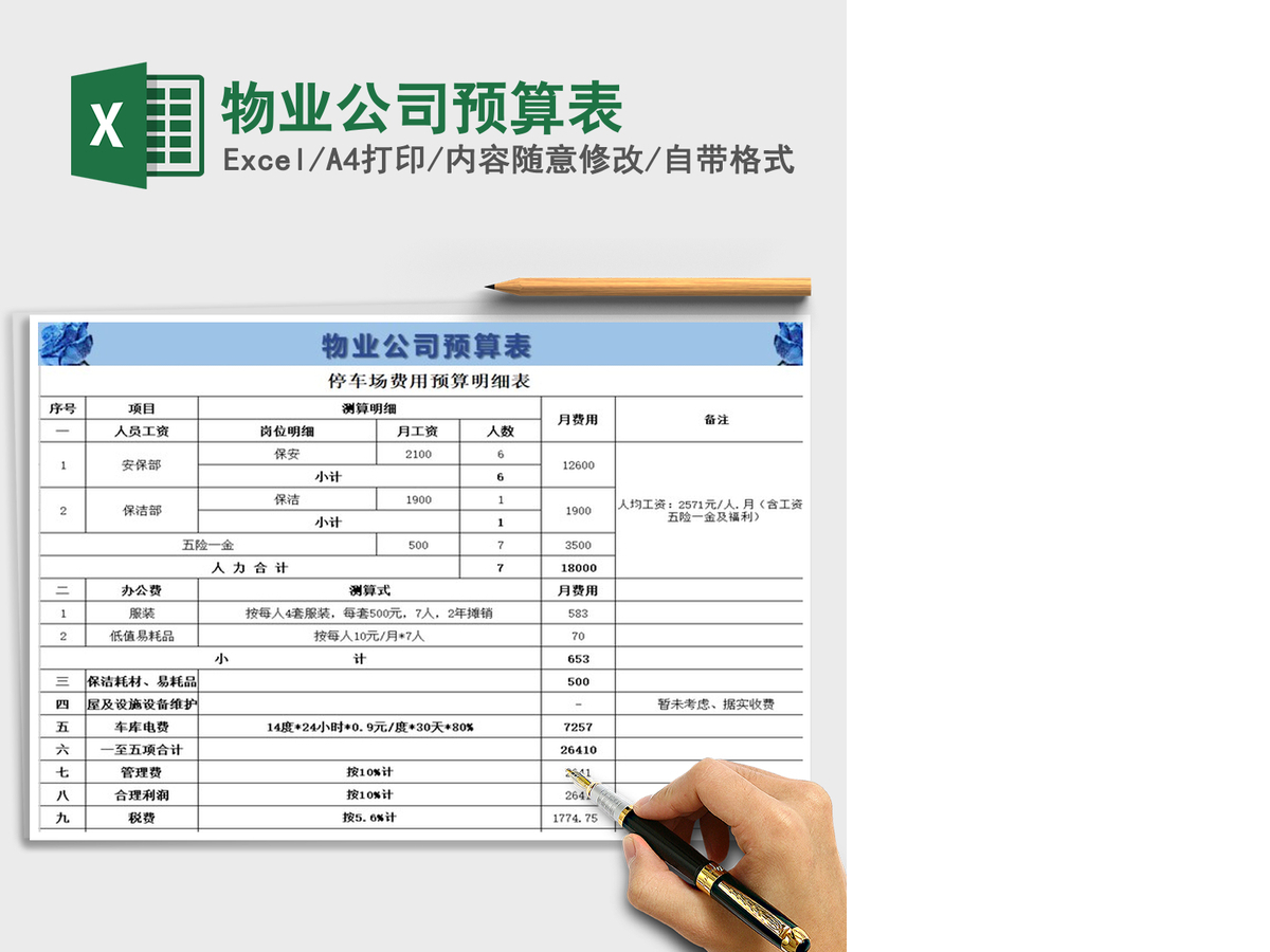2021年物业公司预算表 2021年物业公司预算表