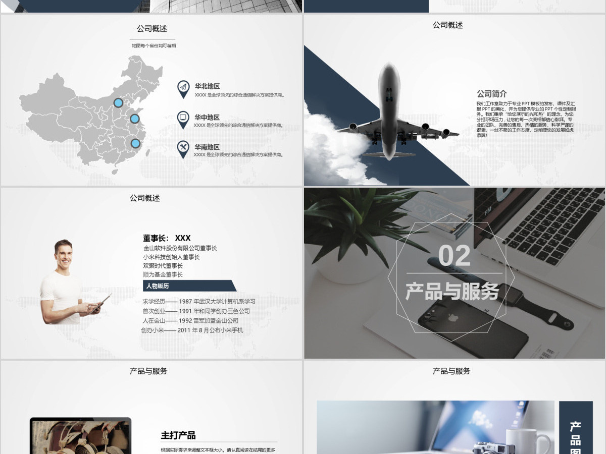 黑白大气简约企业宣传公司介绍PPT模板