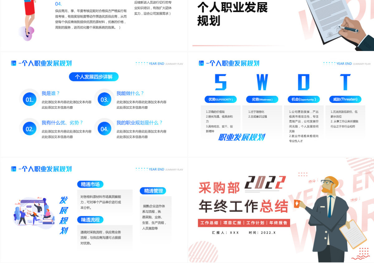 简洁创意采购部年终总结年度工作汇报新年计划PPT模板