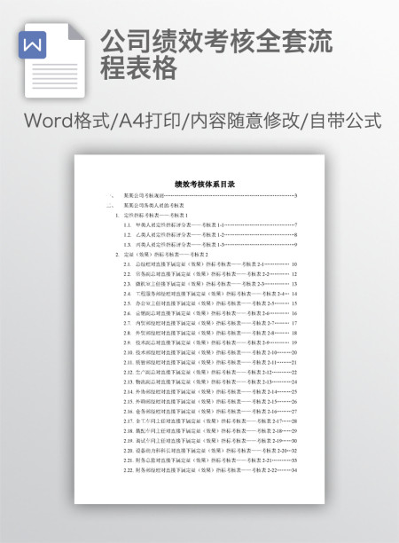 公司绩效考核全套流程表格