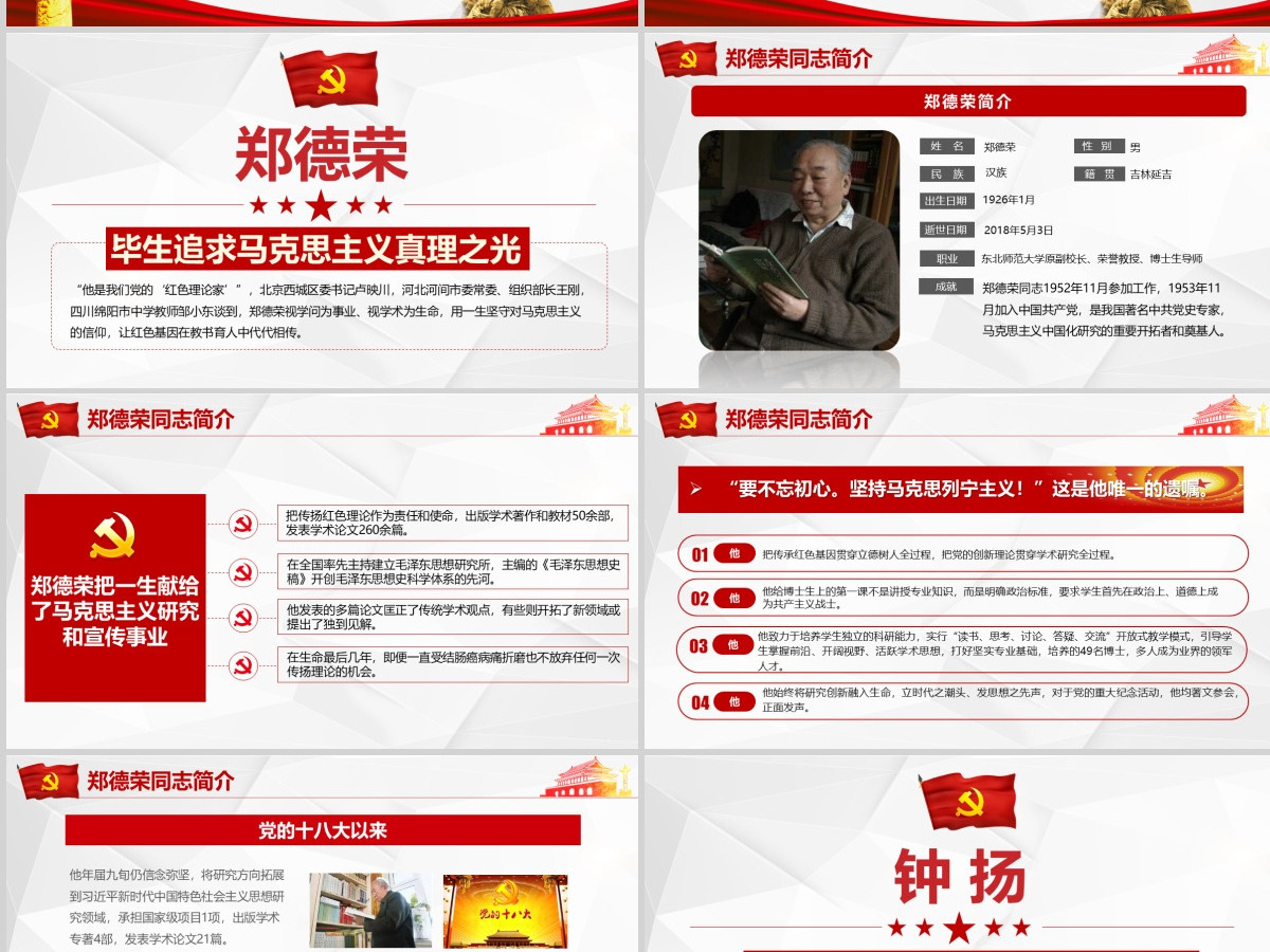 原创郑德荣等7名同志全国优秀共产党员事迹PPT 原创郑德荣等7名同志全国优秀共产党员事迹PPT