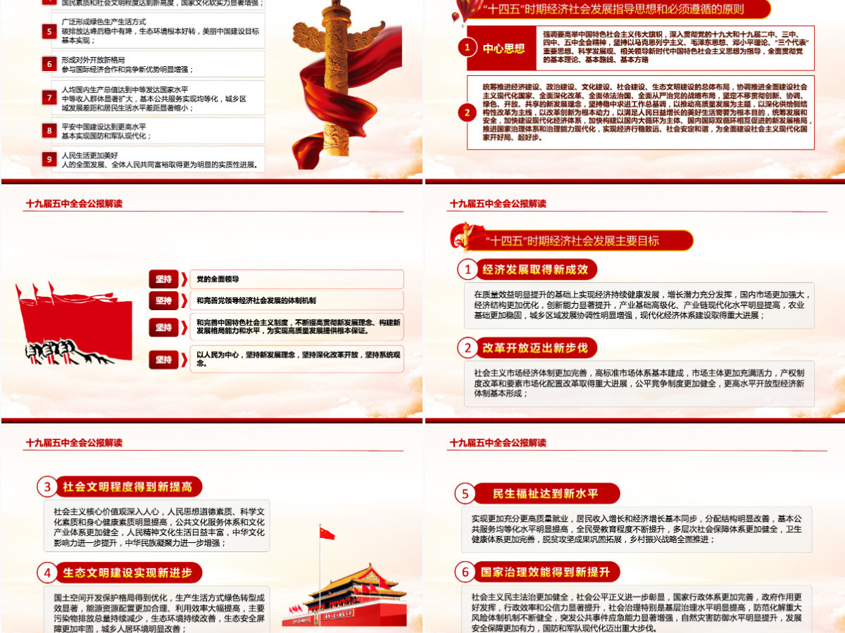 创意手绘风学习贯彻党的十九届五中全会精神党课PPT--含讲稿