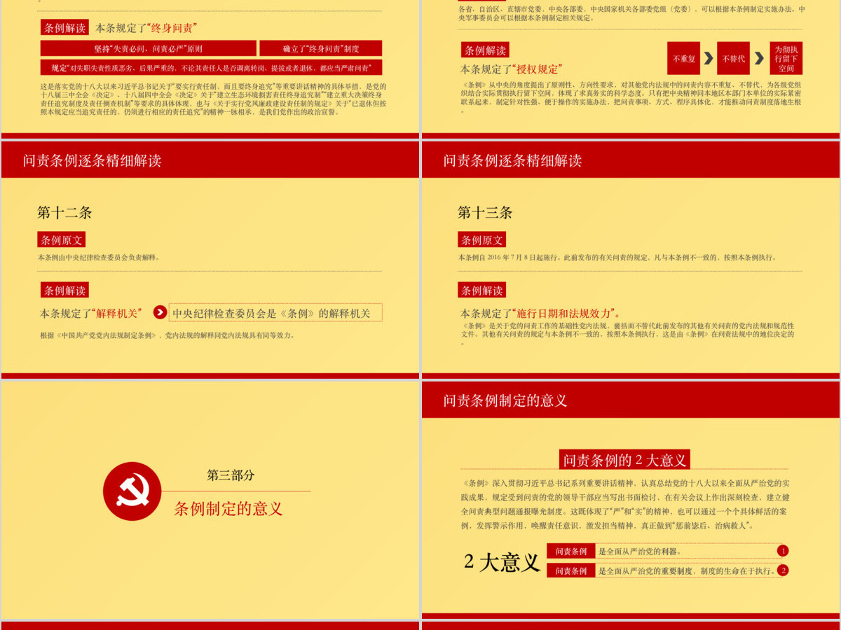 中国共产党问责条例学习解读党章学习PPT模板幻灯片 中国共产党问责条例学习解读党章学习PPT模板幻灯片