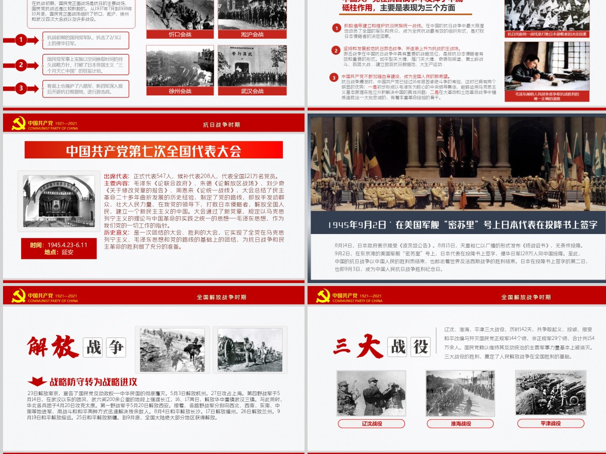红色极简风七一建党节建党100周年中国共产党简史授课专题党课PPT--含讲稿