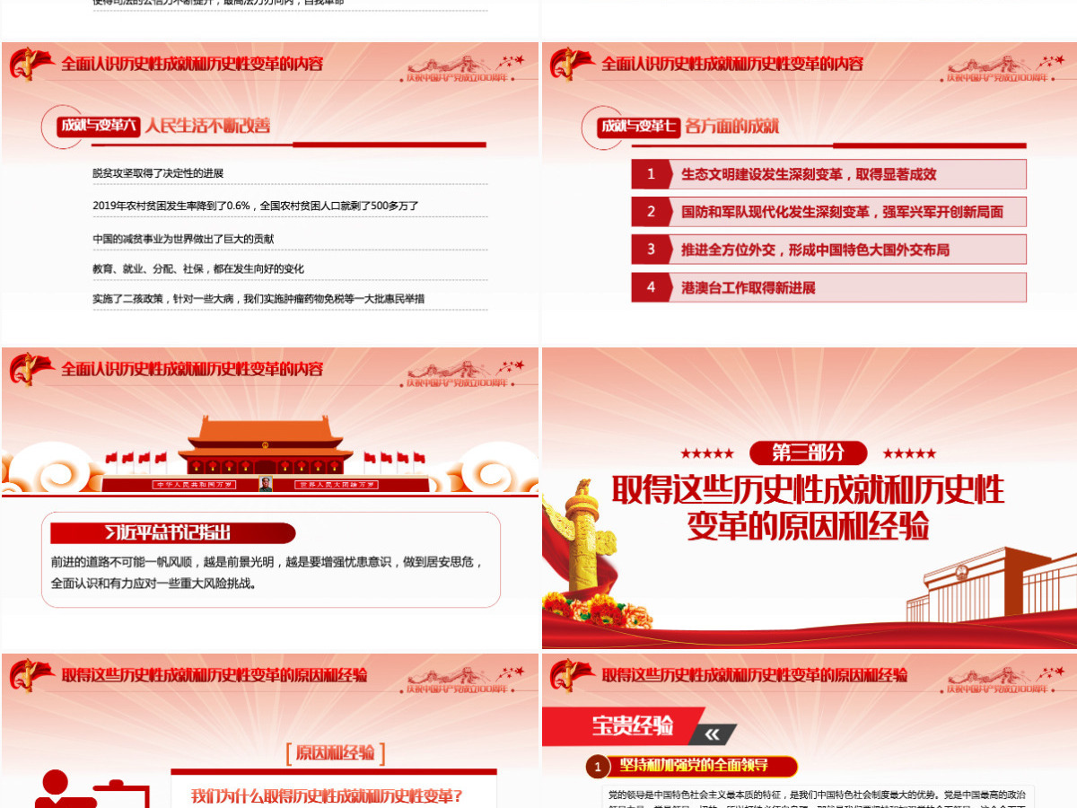党的十八大以来的历史性成就和变革PPT2021红色建党100周年党史学习教育专题党课PPT-含讲稿 党的十八大以来的历史性成就和变革PPT2021红色建党100周年党史学习教育专题党课PPT-含讲稿