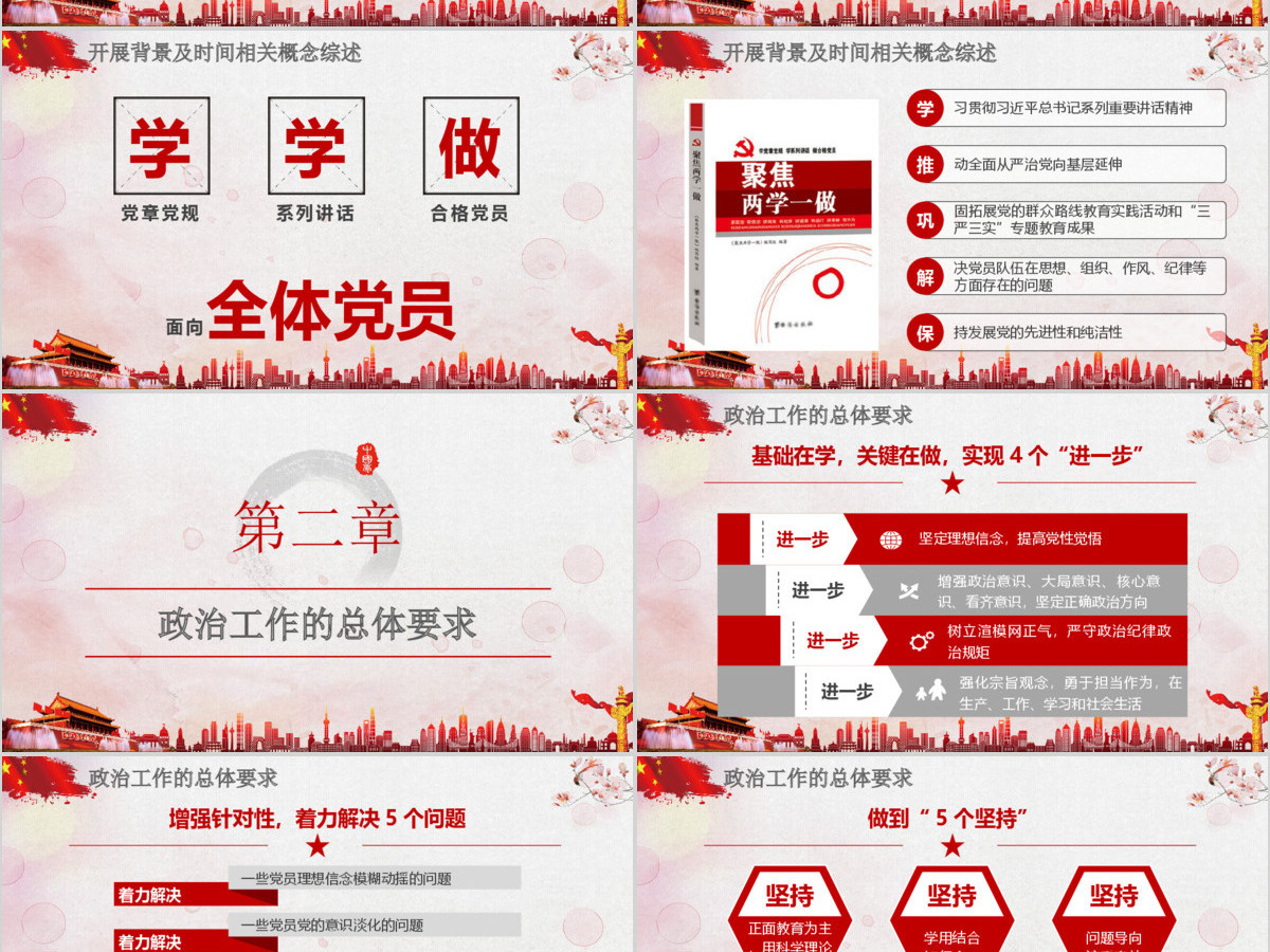 喜迎十九大共筑中国风PPT模板 喜迎十九大共筑中国风PPT模板