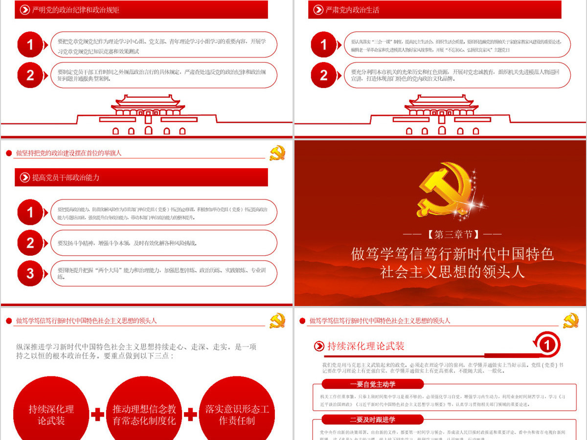 党委（党组）强化政治机关意识走好第一方阵落实全面从严治党主体责任规定专题党课PPT模板