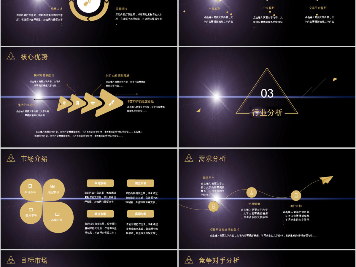 高端黑金创业融资商业计划书公司宣传项目投资合作ppt模版