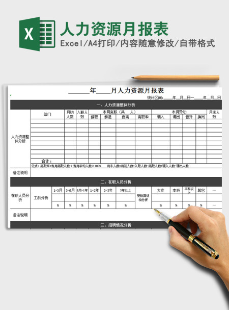 2021年人力资源月报表