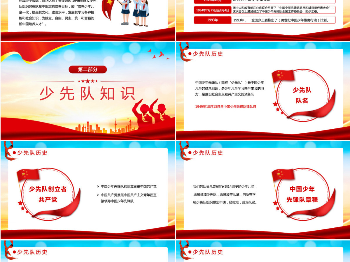 2022少先队入队红色大气风小学少先队入队队前教育主题课件模板PPT