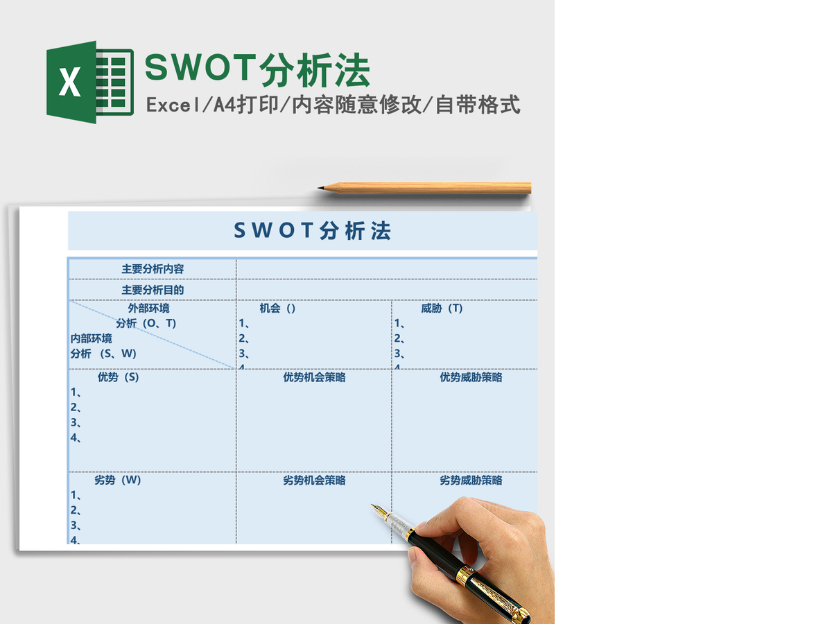SWOT分析法Excel表格 SWOT分析法Excel表格