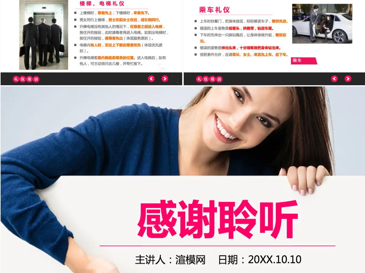 商务礼仪PPT模板谈判电话着装接待的礼仪