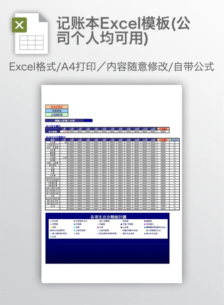 记账本Excel模板(公司个人均可用) 记账本Excel模板(公司个人均可用)