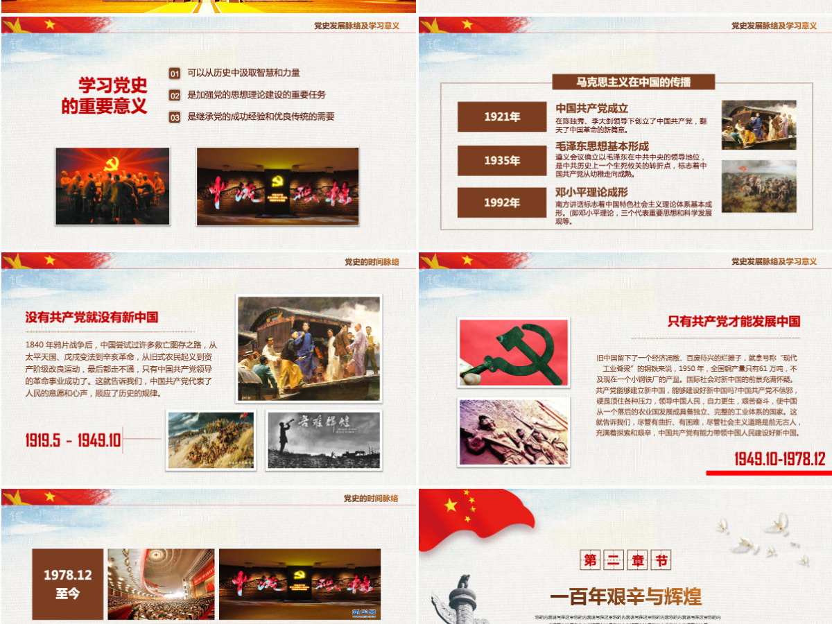 建党节100周年光辉的历程党课课件中国共产党党史党建PPT模板-含讲稿