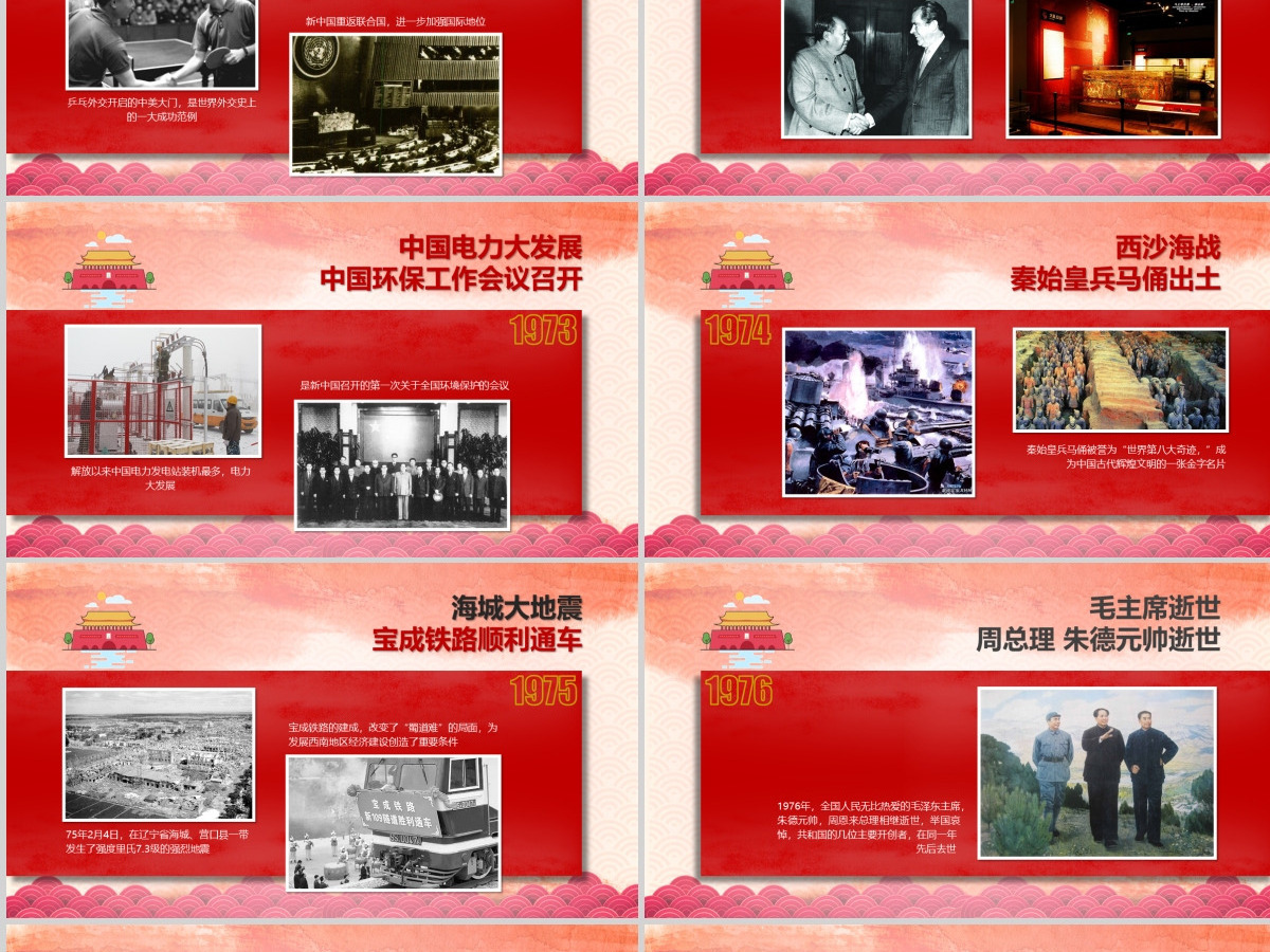 国庆建国72周年大事记光辉历程PPT模板