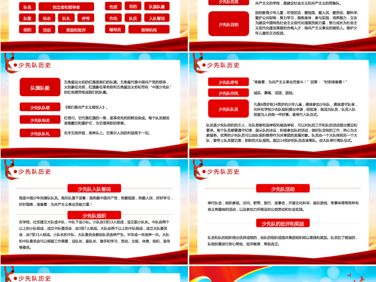 2022少先队入队红色大气风小学少先队入队队前教育主题课件模板PPT