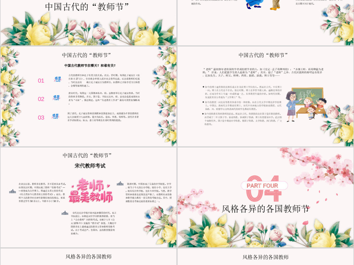 原创小清新桃李满天下教师节相关知识PPT模板 原创小清新桃李满天下教师节相关知识PPT模板