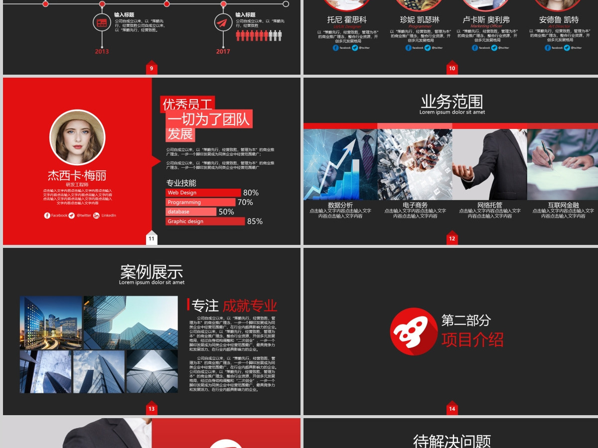 高端红黑商业计划PPT模板