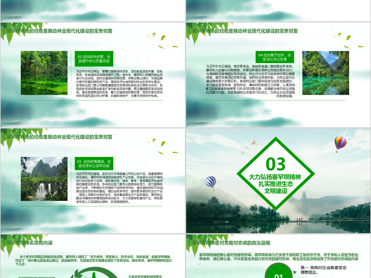 大力弘扬学习塞罕坝精神建设美丽中国PPT模板