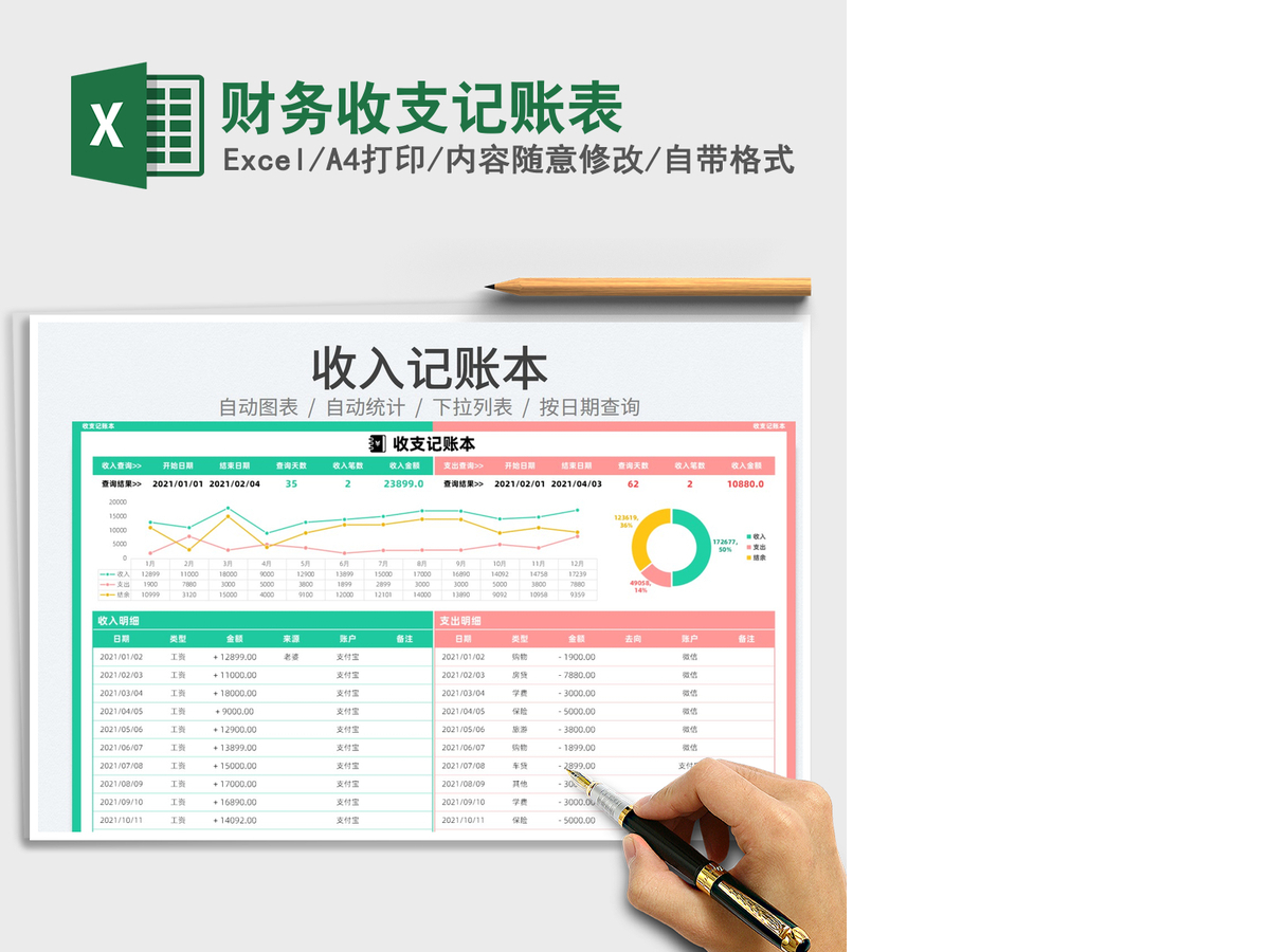 2021财务收支记账表免费下载 2021财务收支记账表免费下载