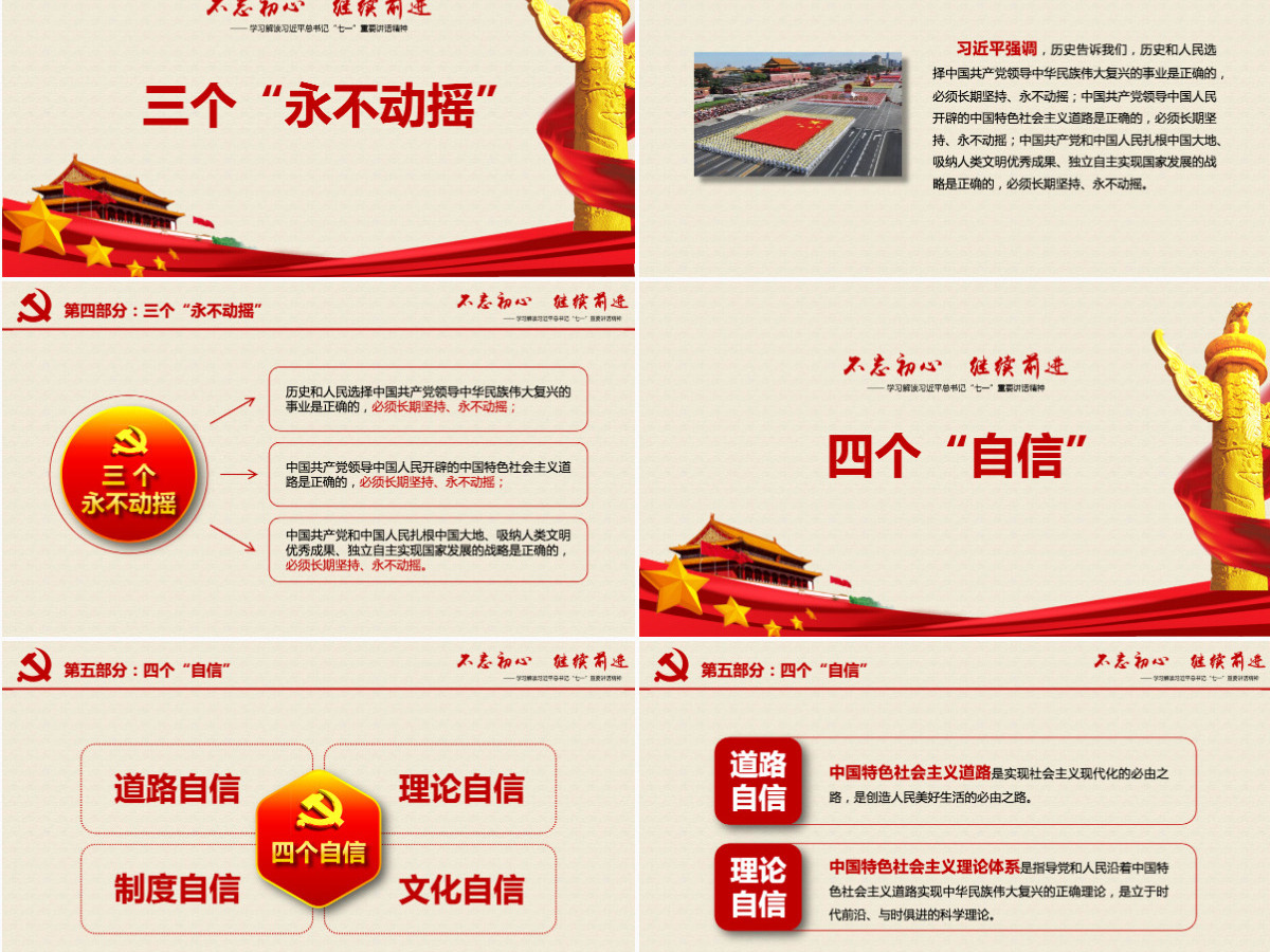 不忘初心继续前进习近平七一讲话学习PPT