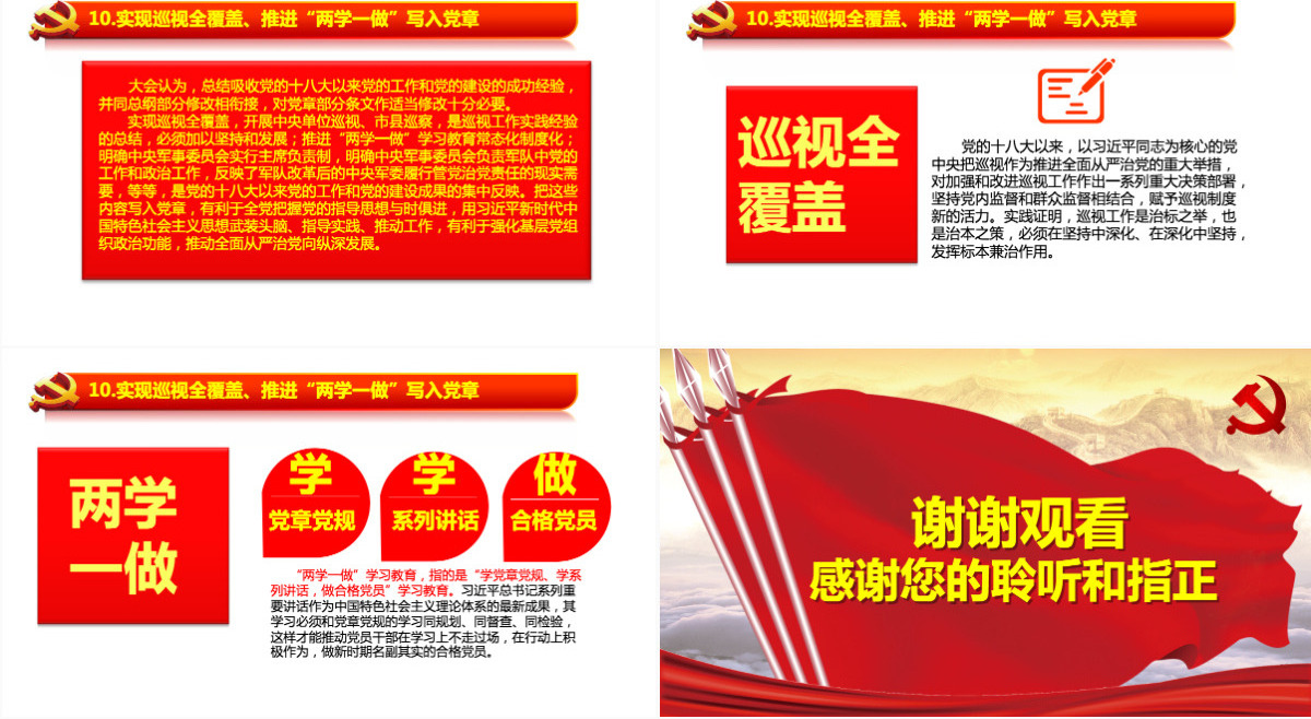 学习党的十九大党章修改内容PPT课件模板