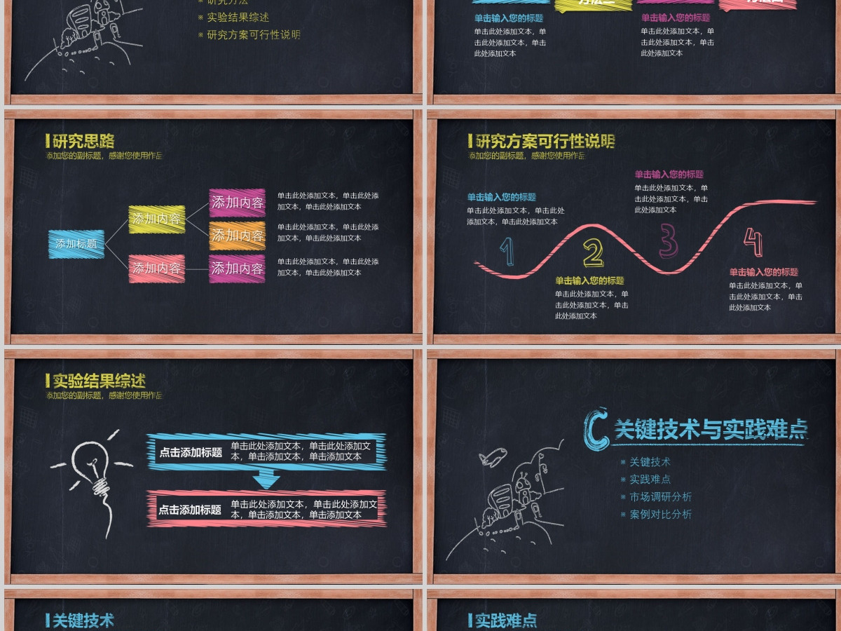 2021手绘黑板毕业答辩论文答辩PPT模板幻灯片