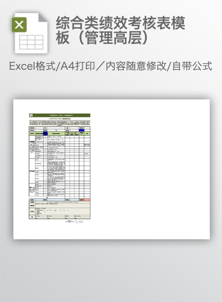 综合类绩效考核表模板(管理高层) 综合类绩效考核表模板(管理高层)