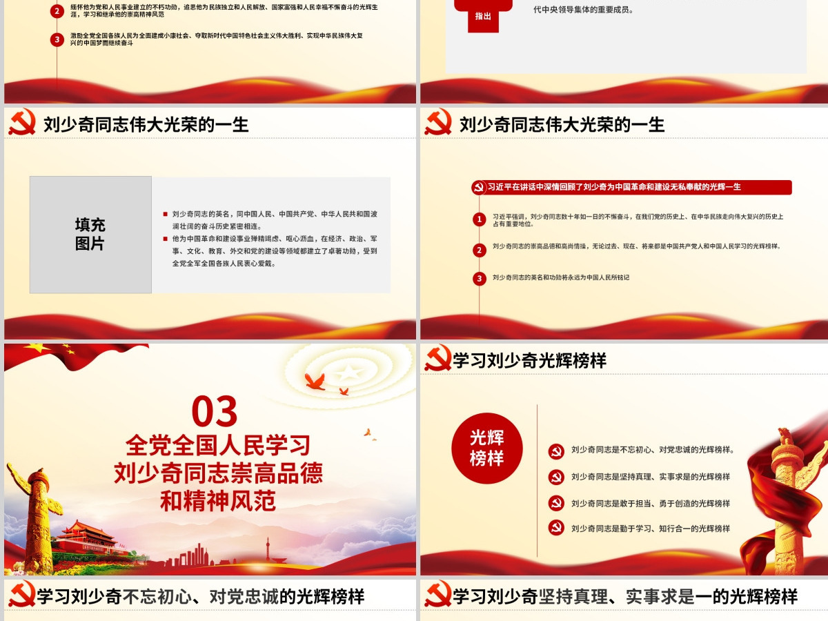 原创纪念刘少奇同志诞辰123周年座谈会讲话精神ppt-含讲稿