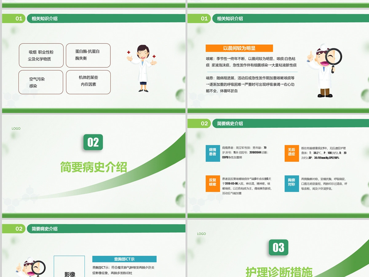 2022COPD患者(慢性阻塞性肺气肿)护理查房简约创意患者护理查房知识介绍健康教育通用PPT模板 2022COPD患者(慢性阻塞性肺气肿)护理查房简约创意患者护理查房知识介绍健康教育通用PPT模板