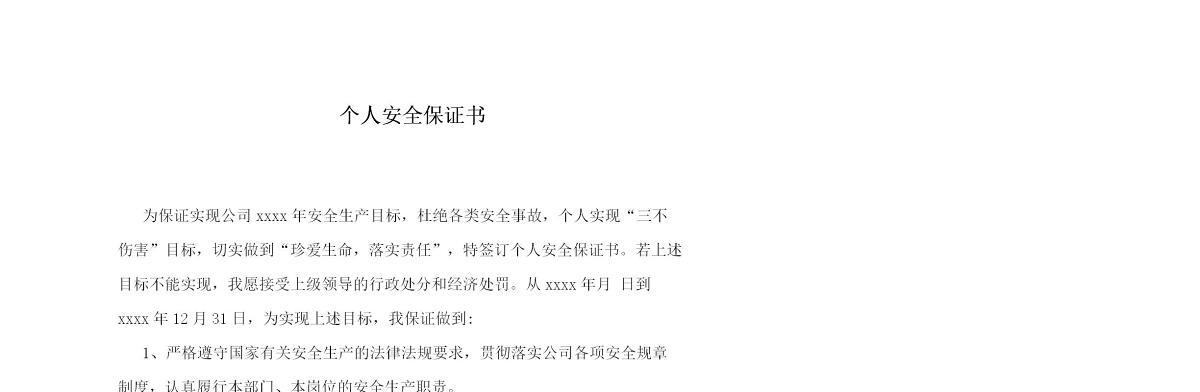 个人安全保证书