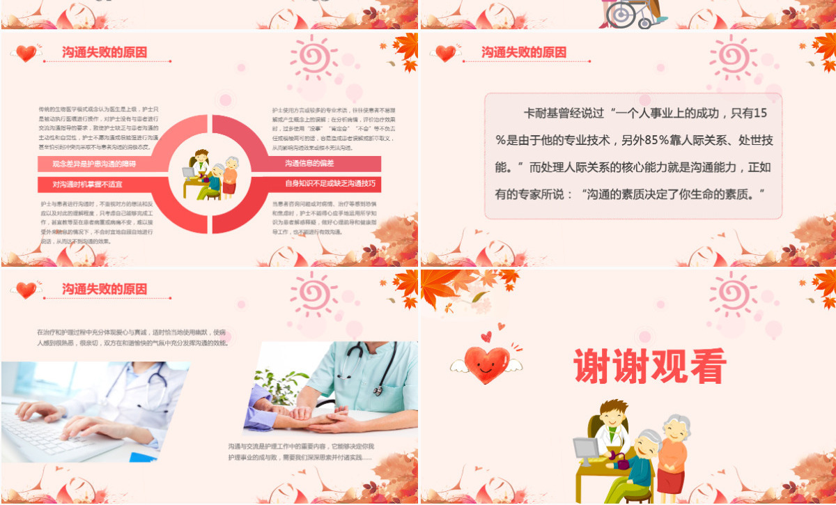 粉色护理护士医患沟通技巧ppt